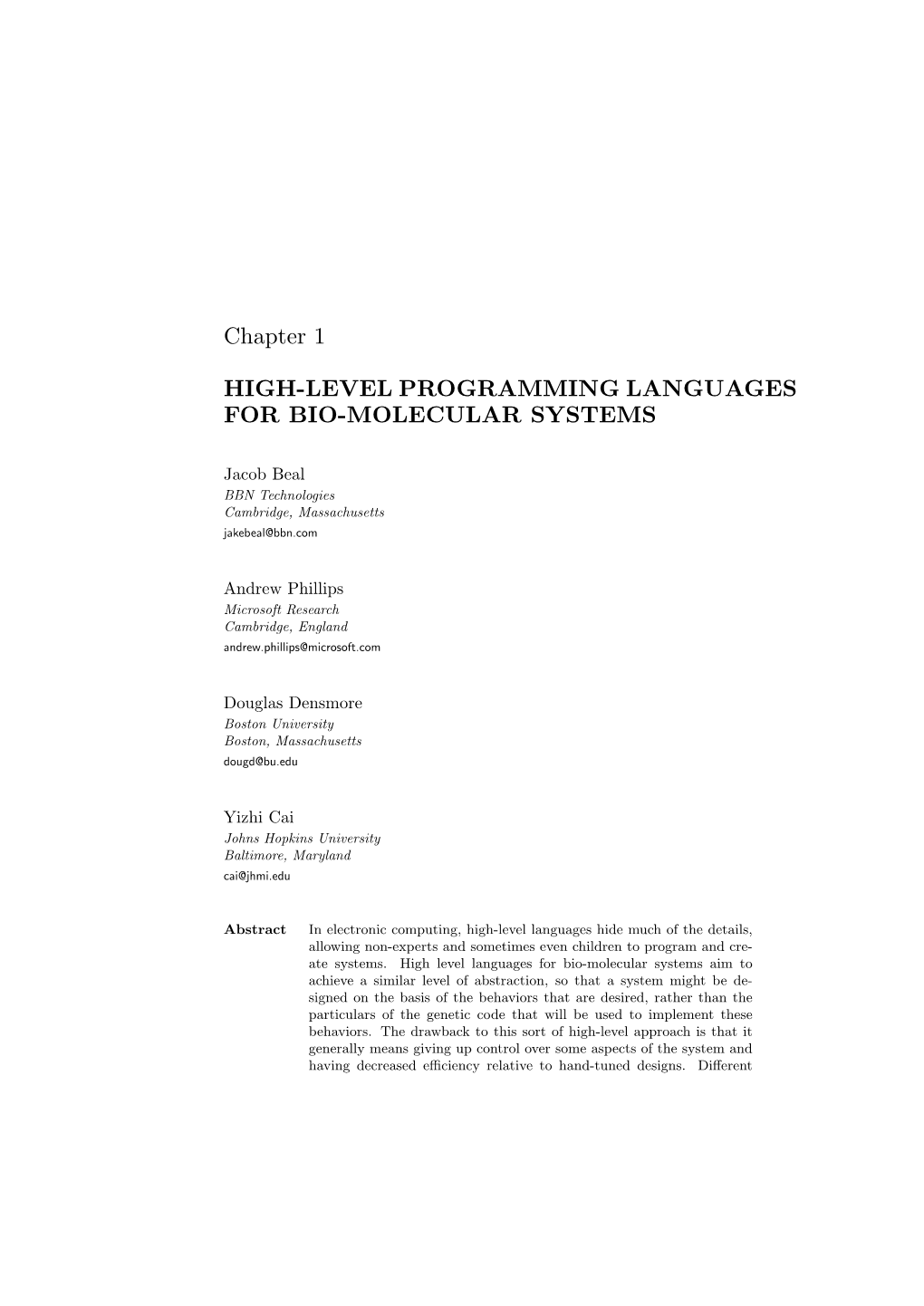 Chapter 1 HIGH-LEVEL PROGRAMMING LANGUAGES