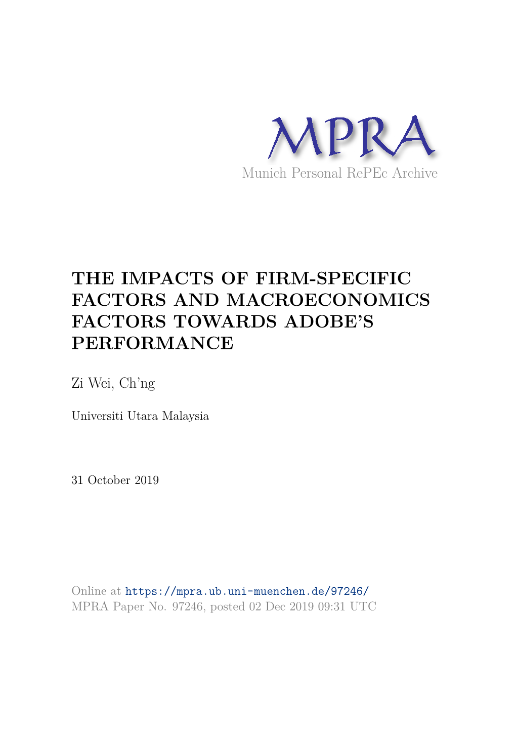 The Impacts of Firm-Specific Factors and Macroeconomics Factors Towards Adobe's Performance