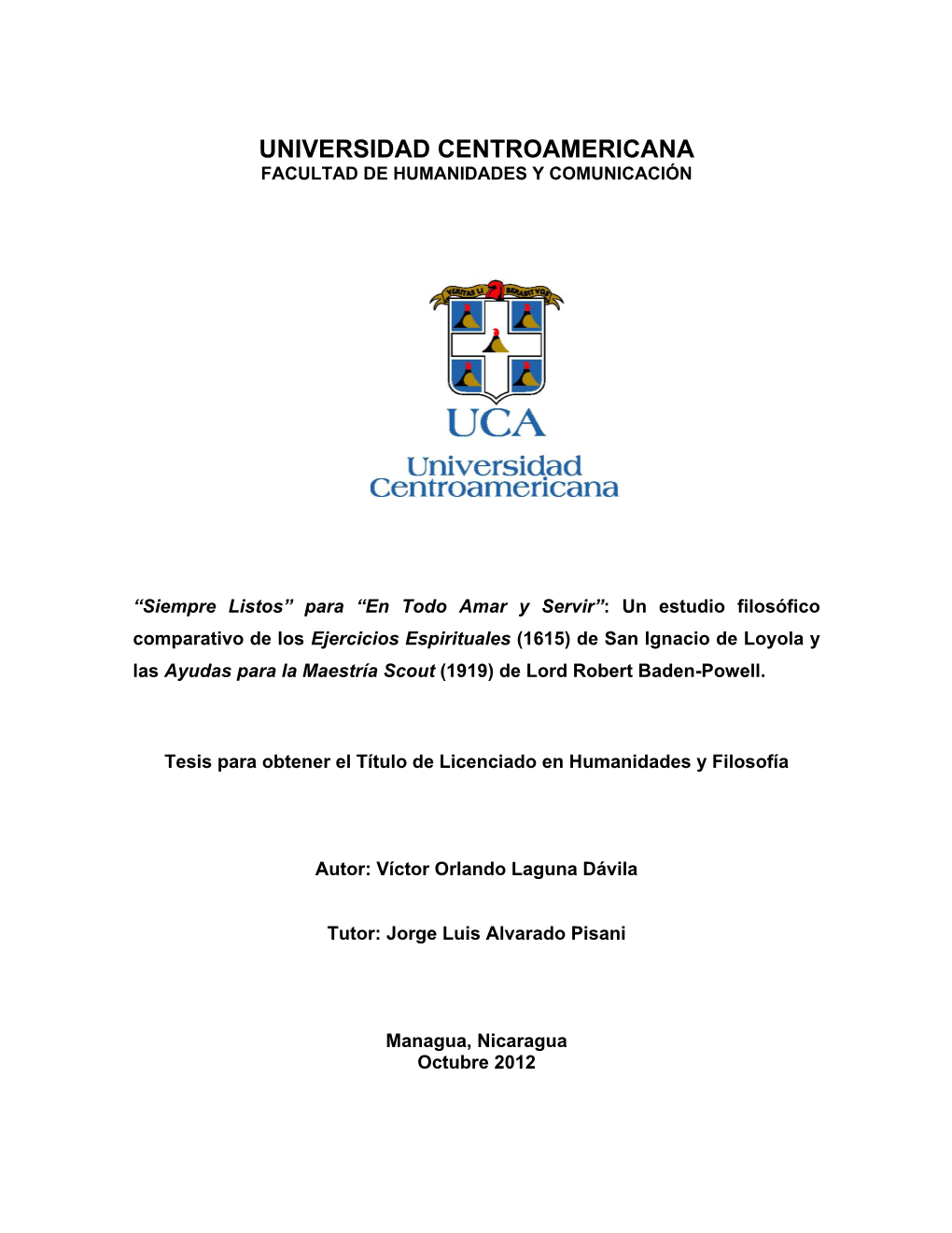 Universidad Centroamericana Facultad De Humanidades Y Comunicación