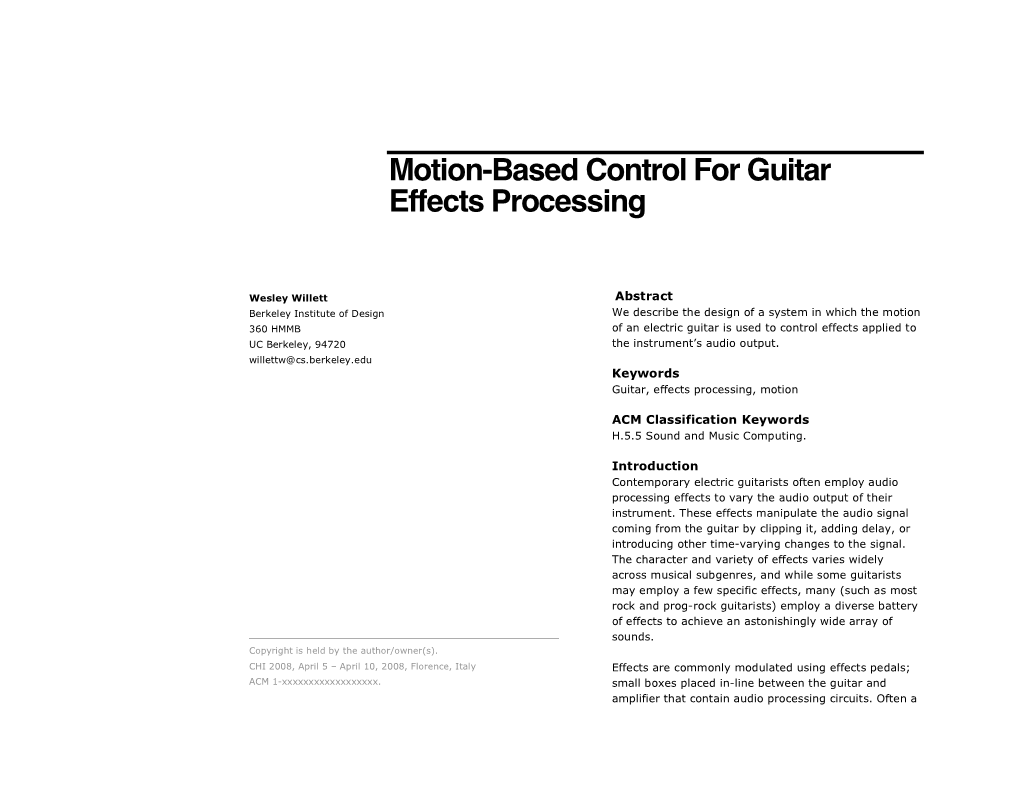 Motion-Based Control for Guitar Effects Processing