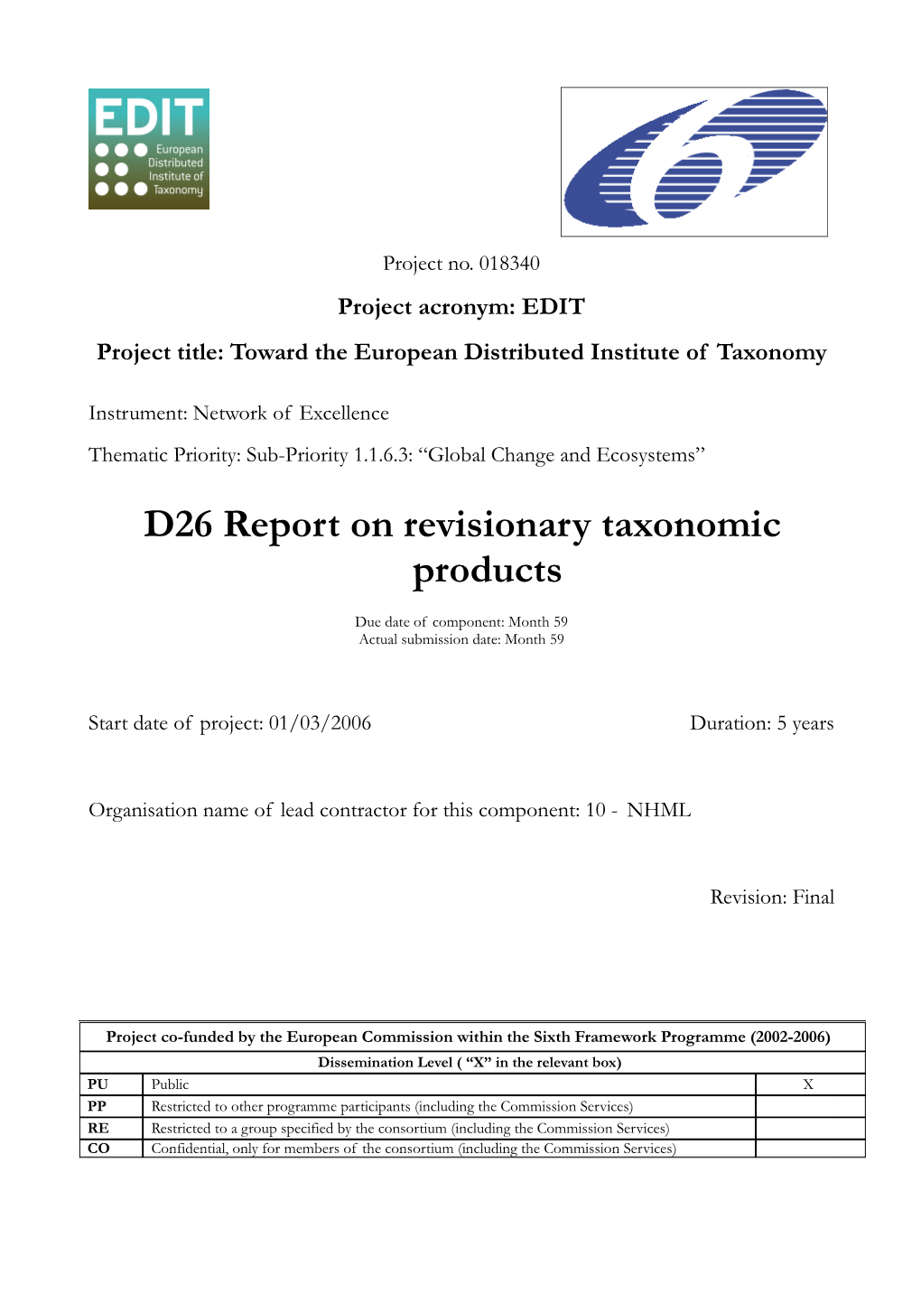 D26 Report on Revisionary Taxonomic Products