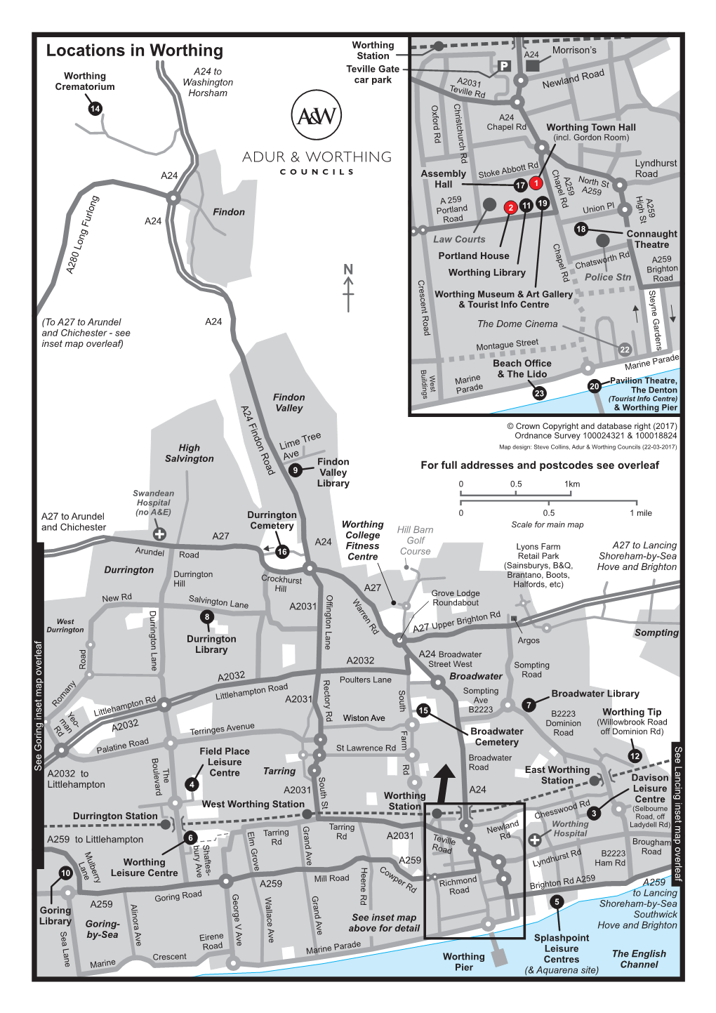 Map of Council Buildings and Locations in Worthing