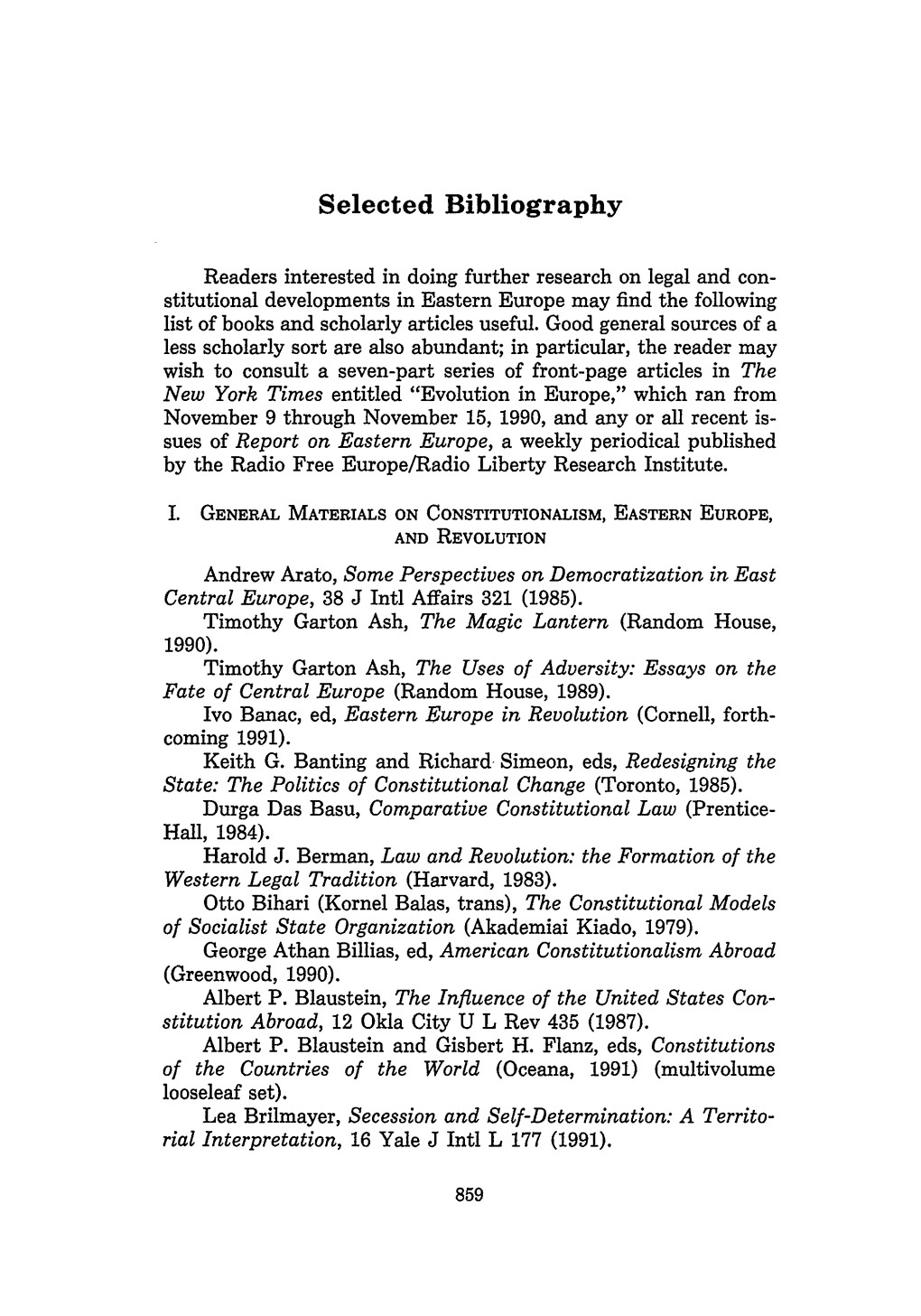 Selected Bibliography