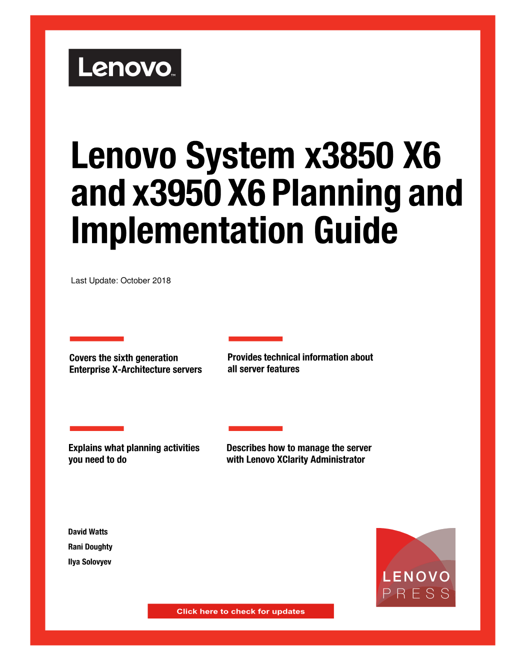 Lenovo System X3850 X6 and X3950 X6 Planning and Implementation Guide