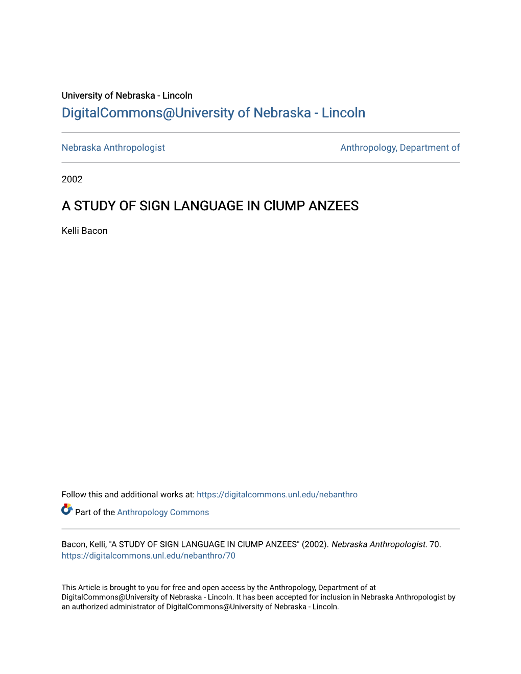 A STUDY of SIGN LANGUAGE in Clump ANZEES