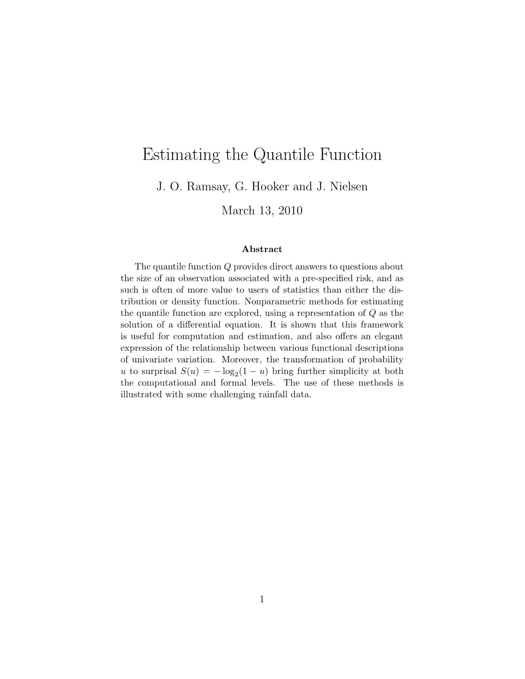Estimating the Quantile Function