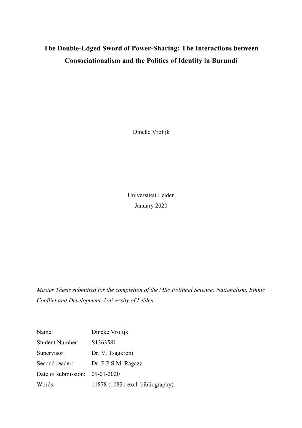 The Interactions Between Consociationalism and the Politics of Identity in Burundi