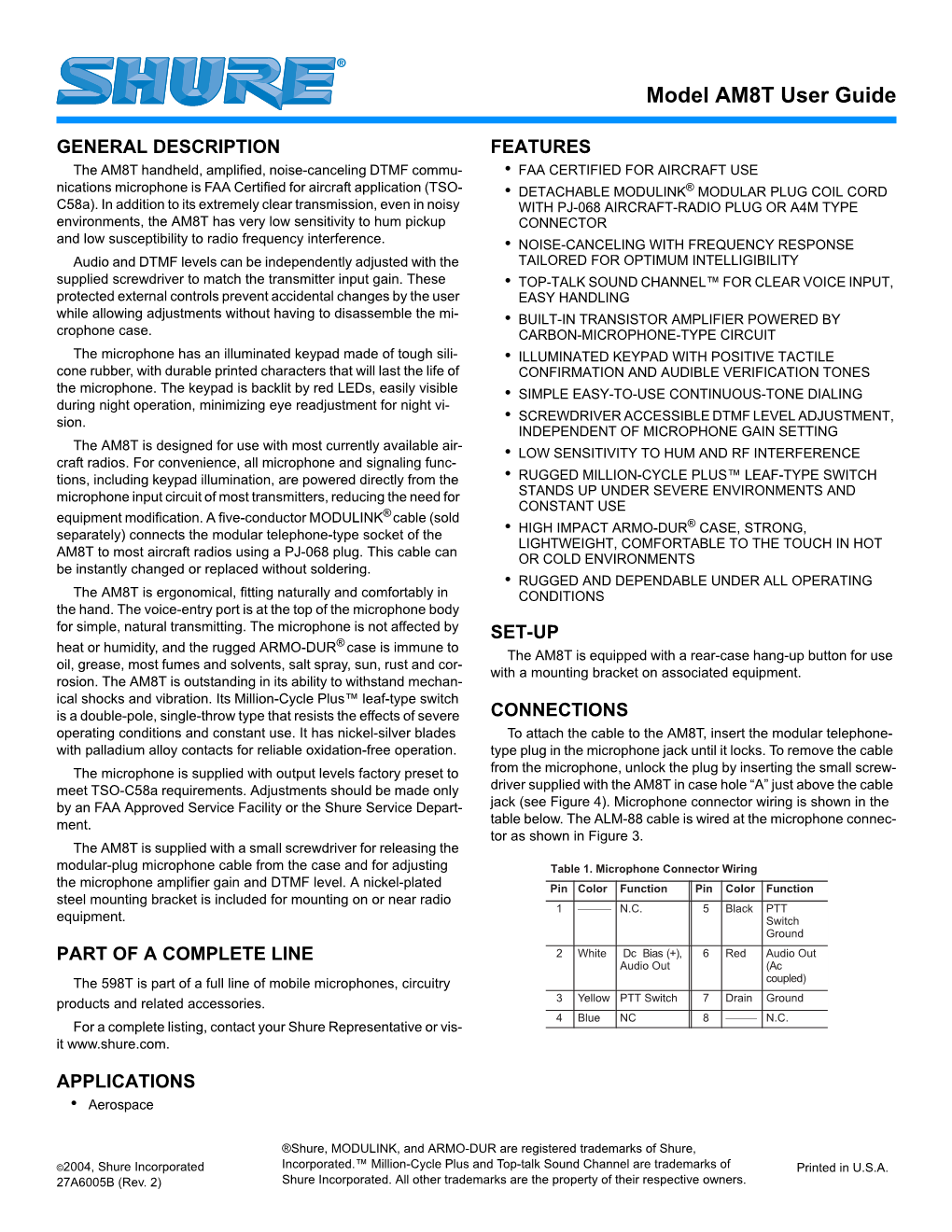 Shure AM8T User Guide