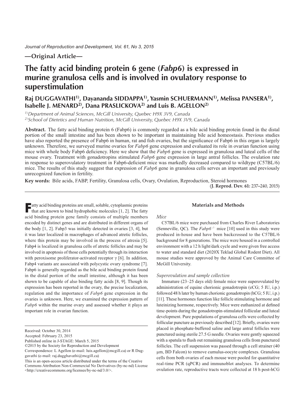 The Fatty Acid Binding Protein 6 Gene (Fabp6)