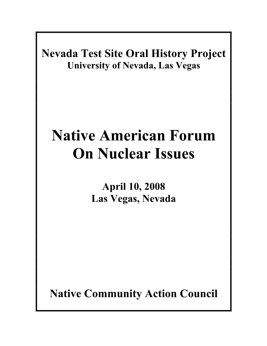 Native American Forum on Nuclear Issues