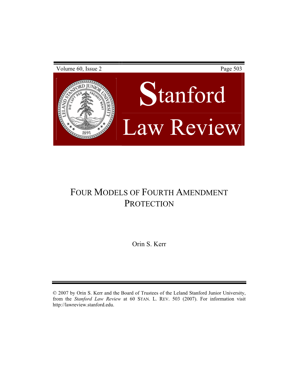 Four Models of Fourth Amendment Protection