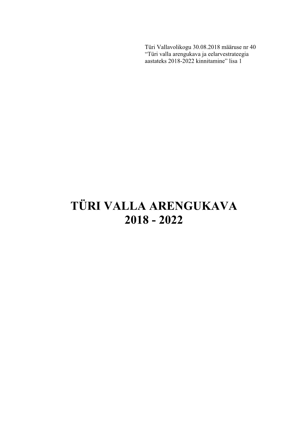 Türi Valla Arengukava 2018 - 2022