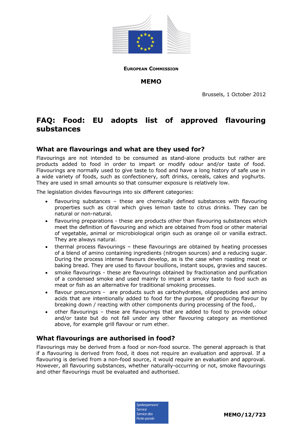 FAQ: Food: EU Adopts List of Approved Flavouring Substances