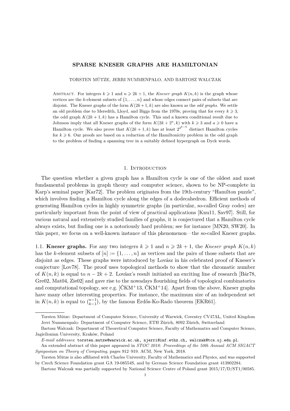 Sparse Kneser Graphs Are Hamiltonian