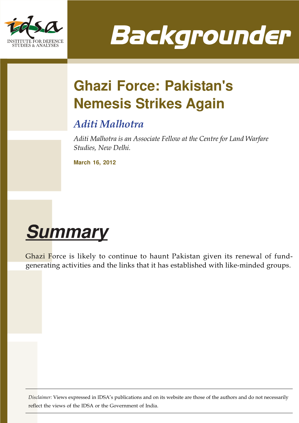 Ghazi Force: Pakistan's Nemesis Strikes Again Aditi Malhotra