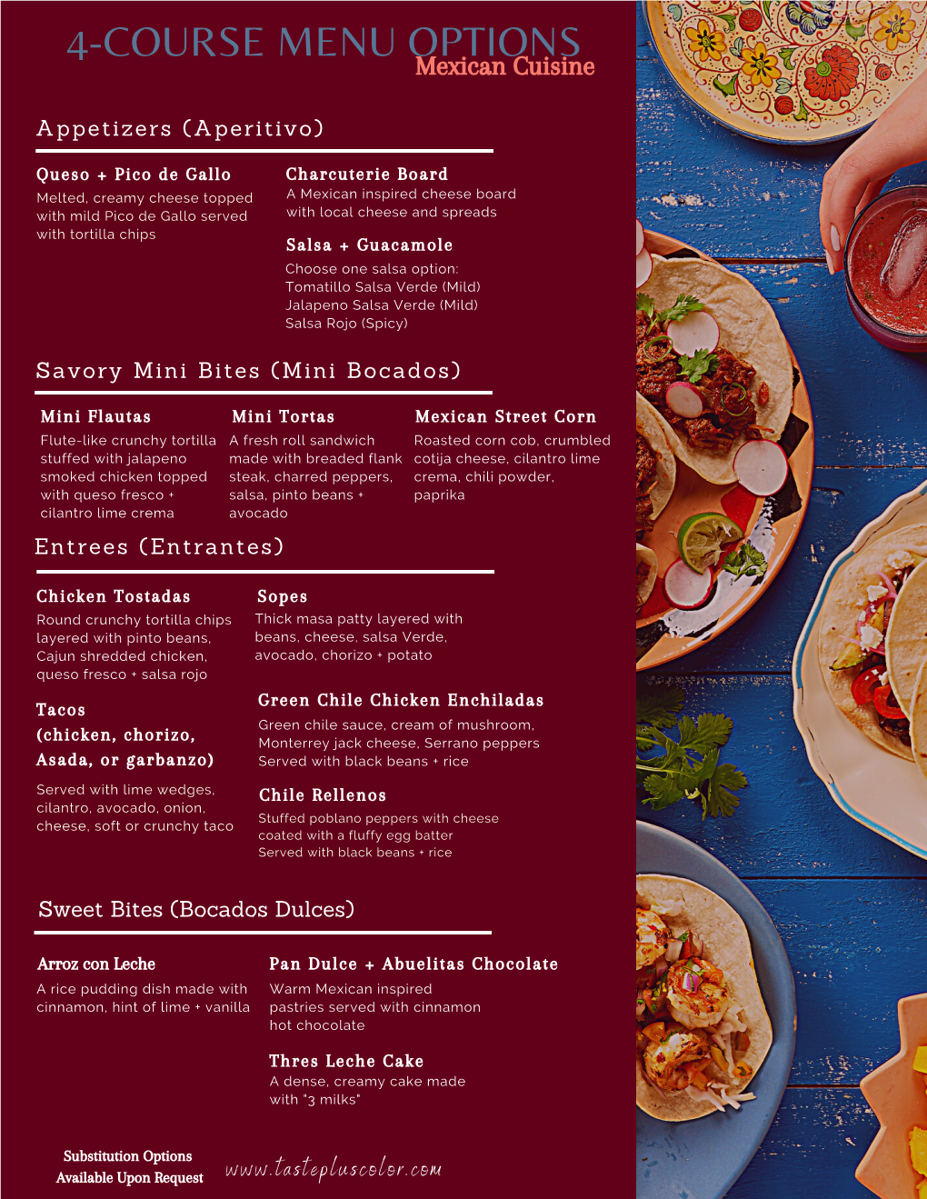 4-COURSE MENU OPTIONS Mexican Cuisine