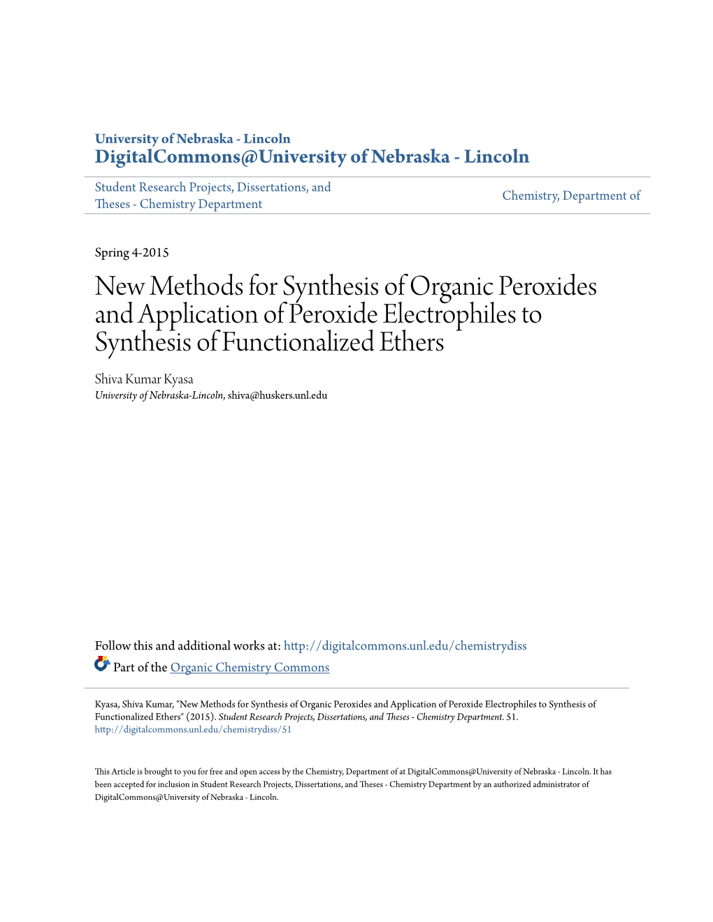 New Methods for Synthesis of Organic Peroxides and Application Of