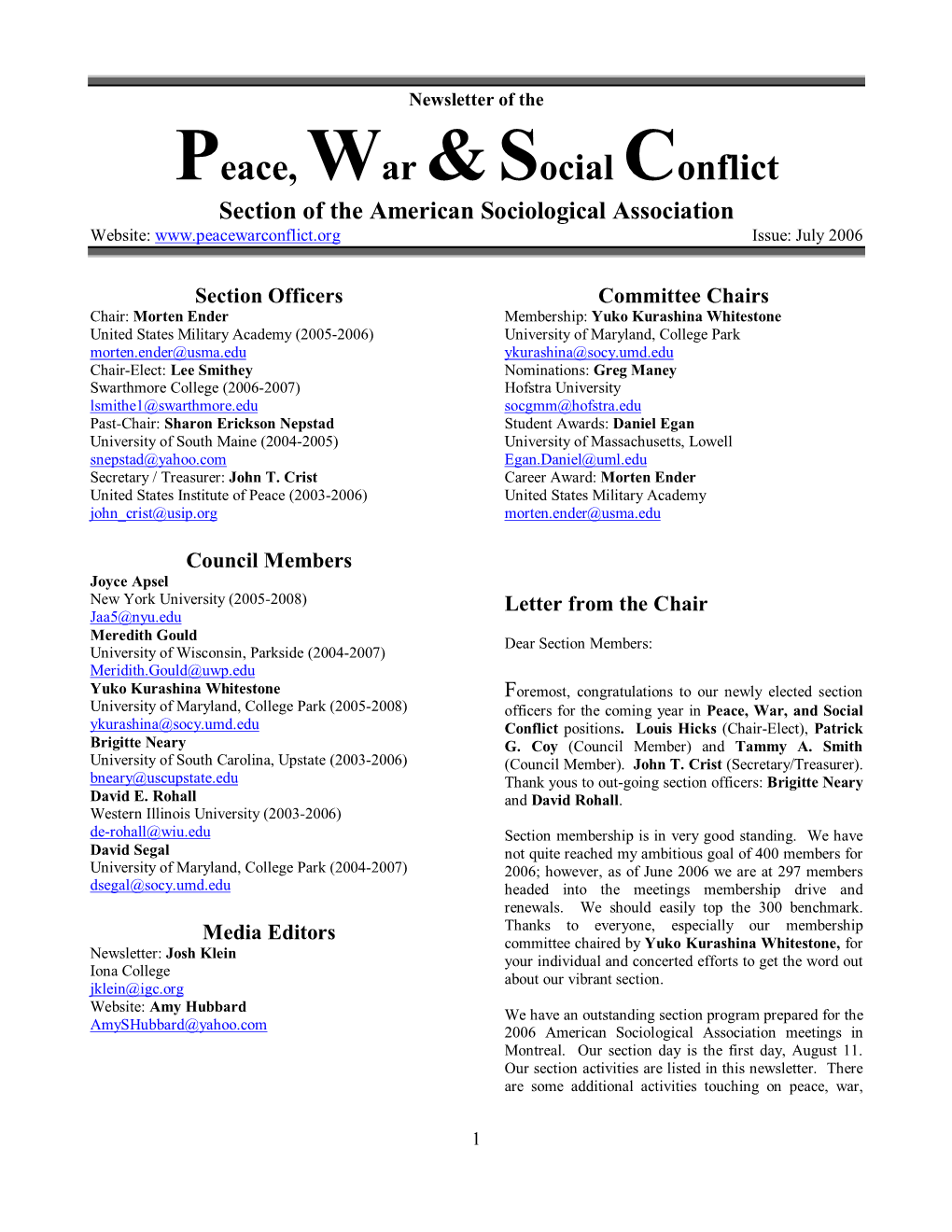 Peace, War &Social Conflict