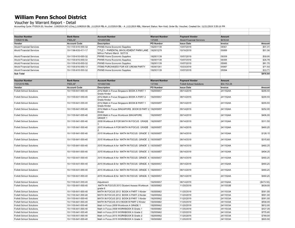 Bill List November 2019