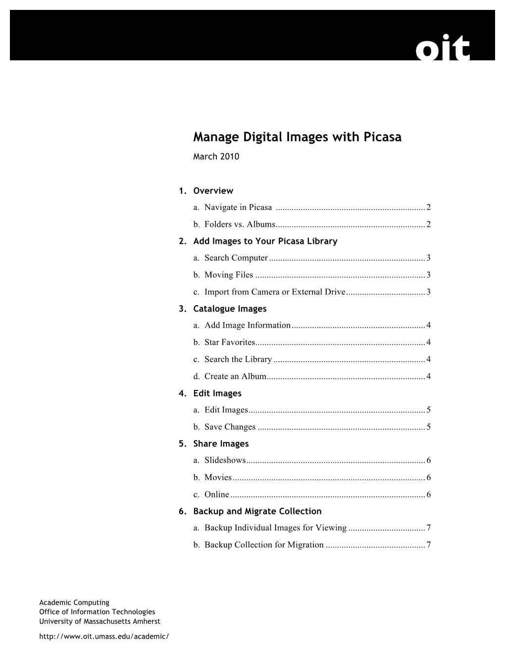 Manage Digital Images with Picasa March 2010