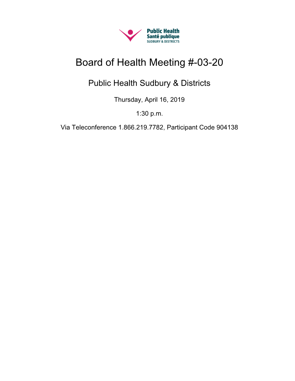 Board of Health Meeting #-03-20