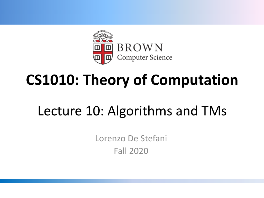 CS1010: Theory of Computation