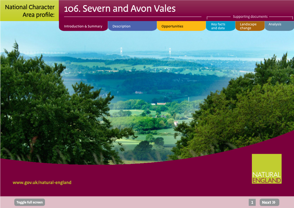 106. Severn and Avon Vales Area Profile: Supporting Documents