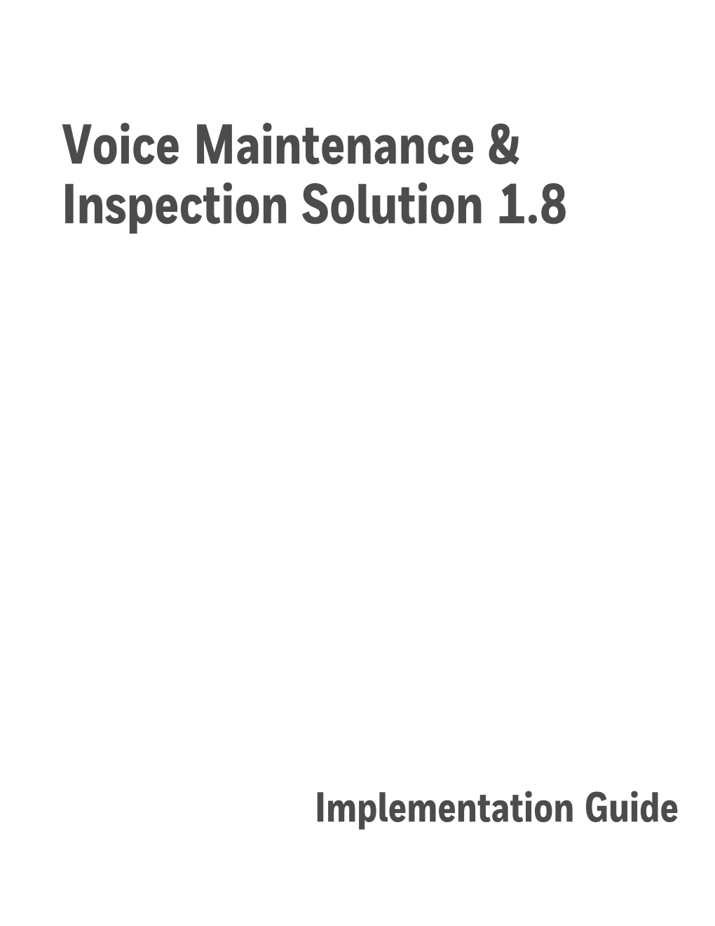 Maintenance & Inspection Solution Implementation Guide