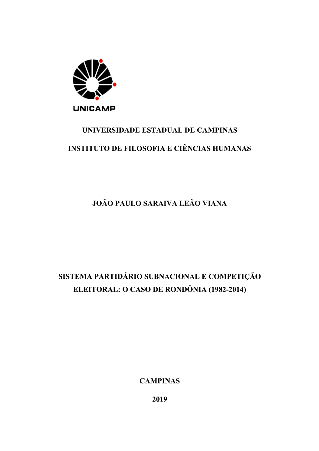 Universidade Estadual De Campinas Instituto De Filosofia E Ciências Humanas