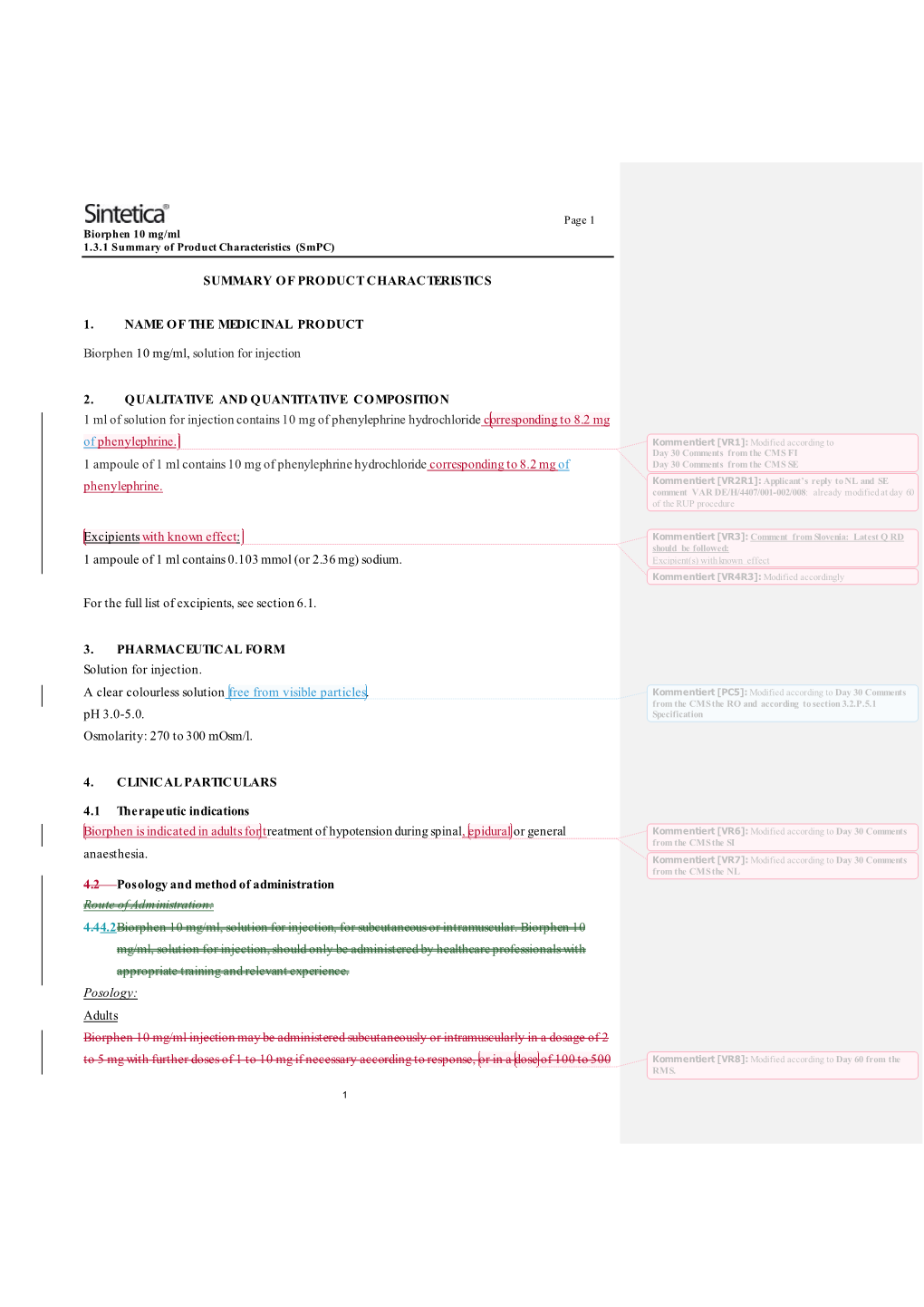 Summary of Product Characteristics 1. Name Of