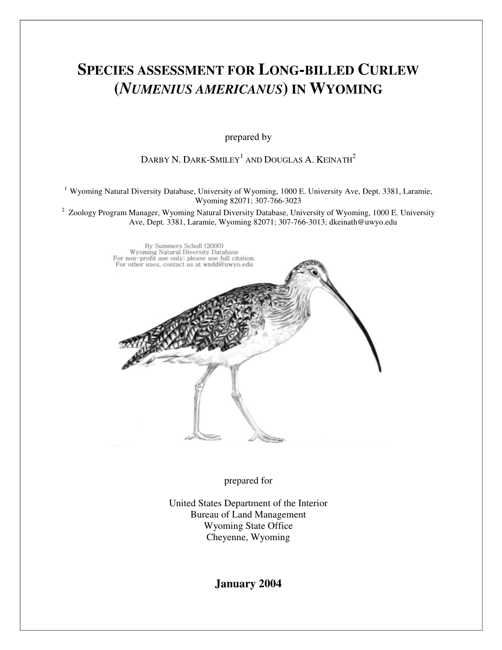 Species Assessment for Long-Billed Curlew