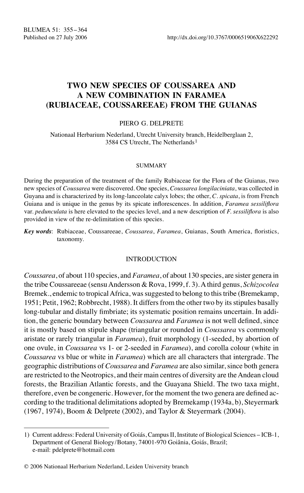 Rubiaceae, Coussareeae) from the Guianas