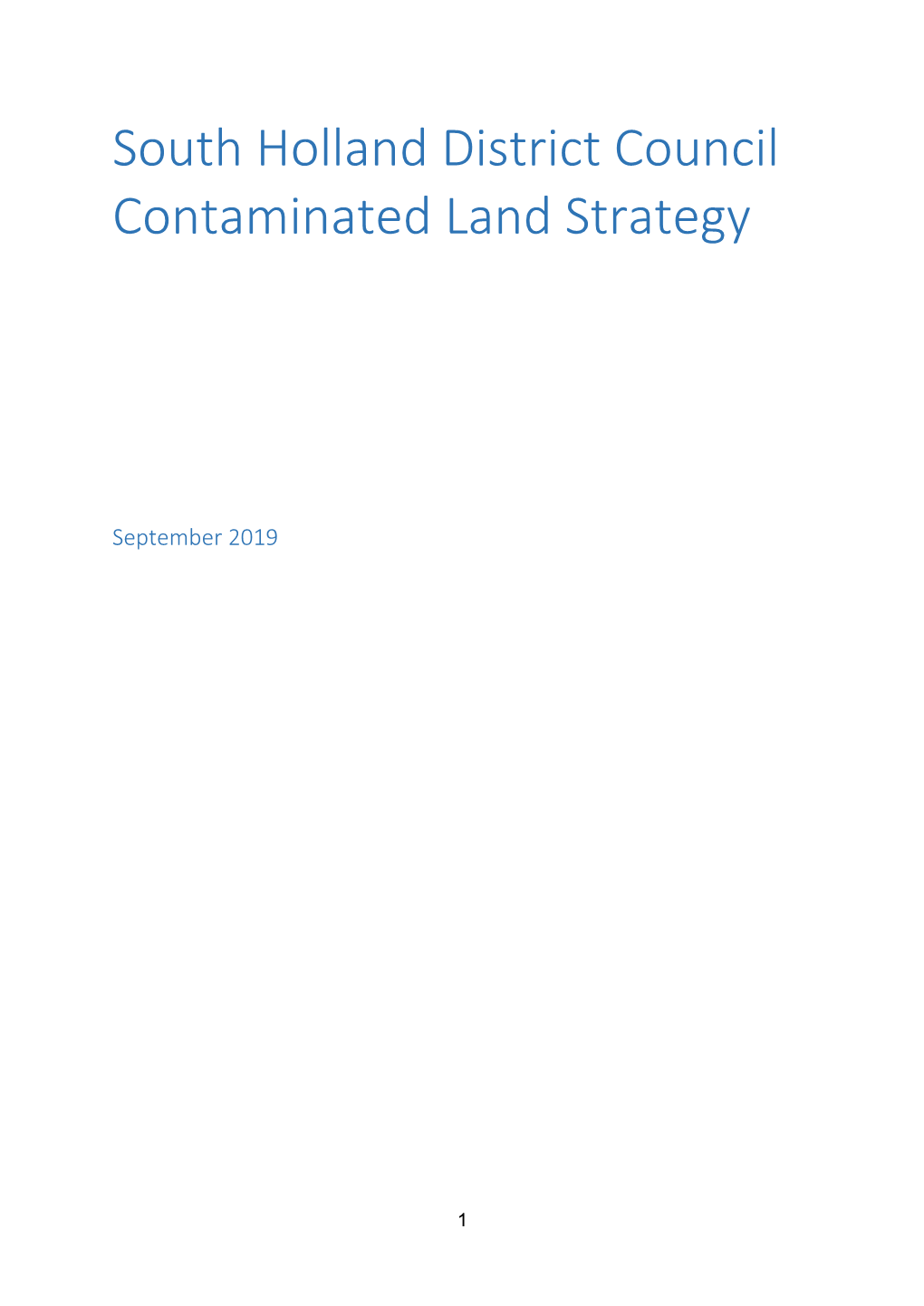 South Holland District Council Contaminated Land Strategy