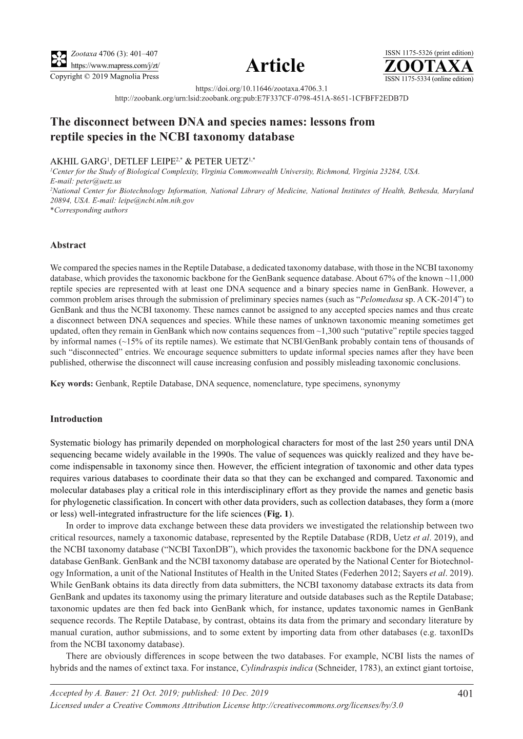 Lessons from Reptile Species in the NCBI Taxonomy Database