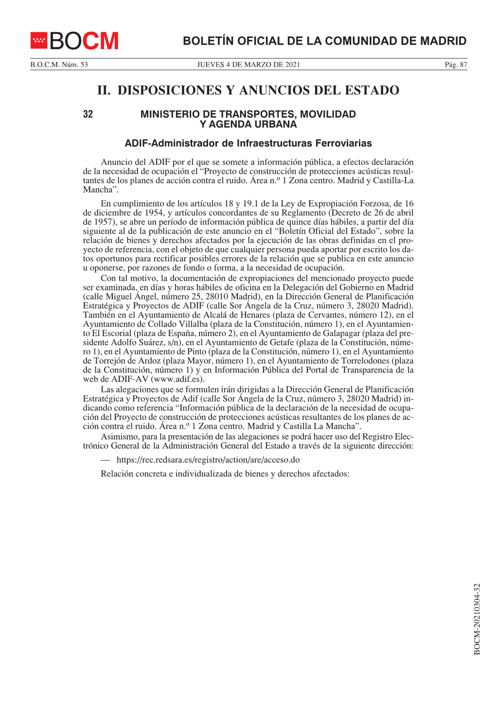 Ii. Disposiciones Y Anuncios Del Estado