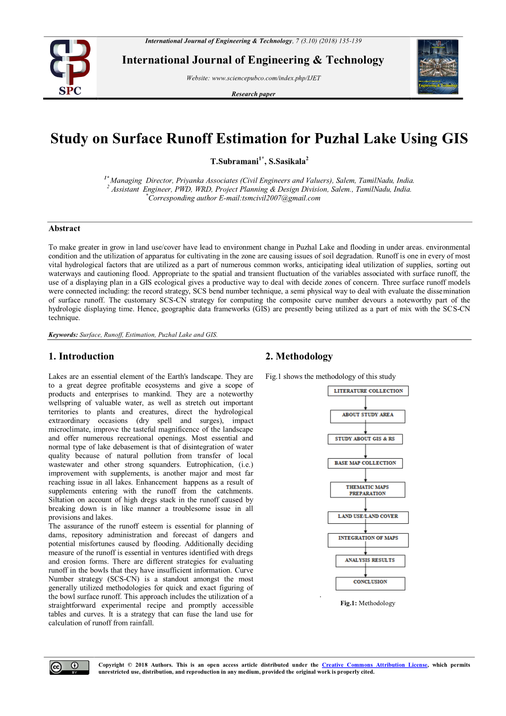 Study on Surface Runoff Estimation for Puzhal Lake Using GIS