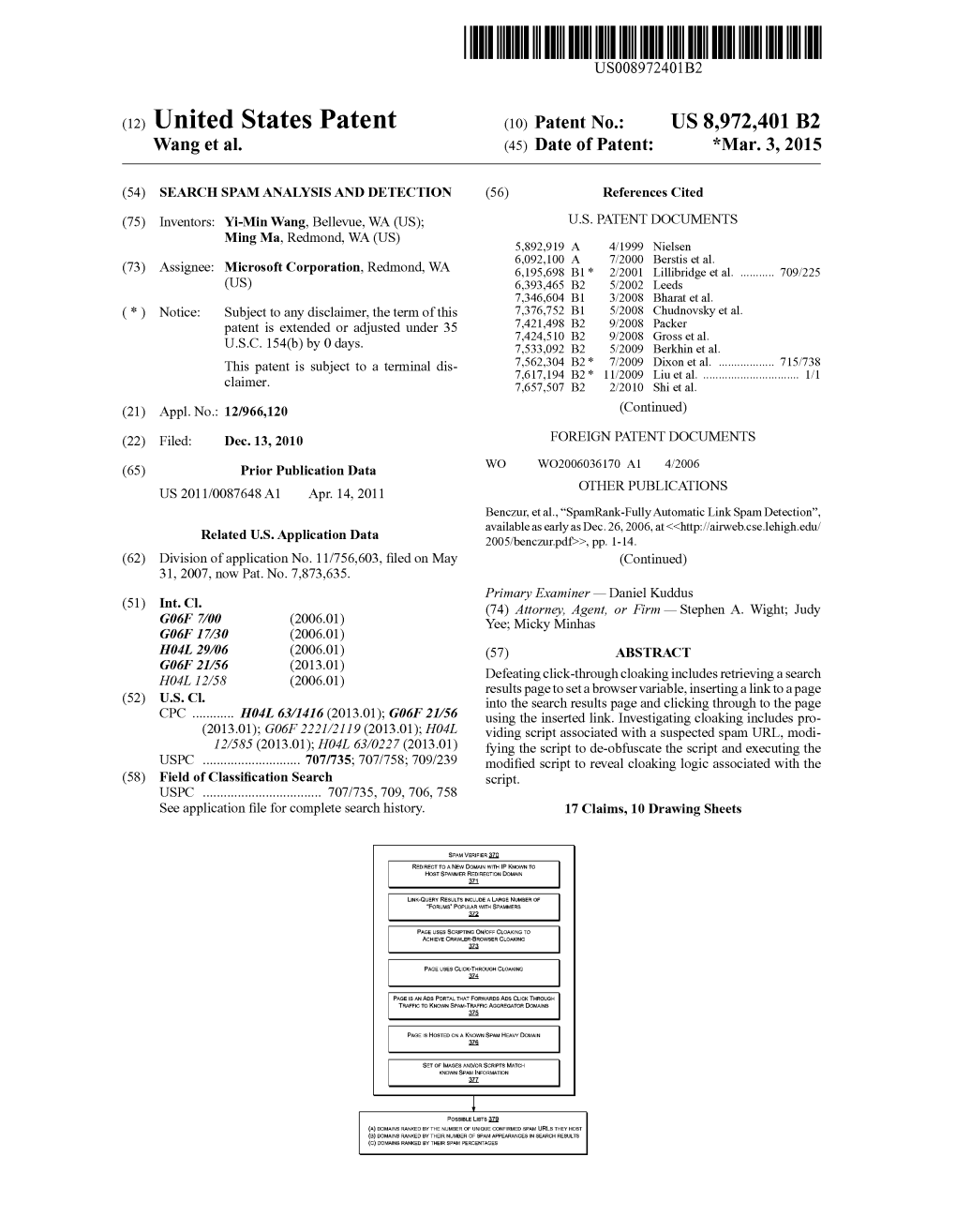 (12) United States Patent (10) Patent No.: US 8,972.401 B2 Wang Et Al