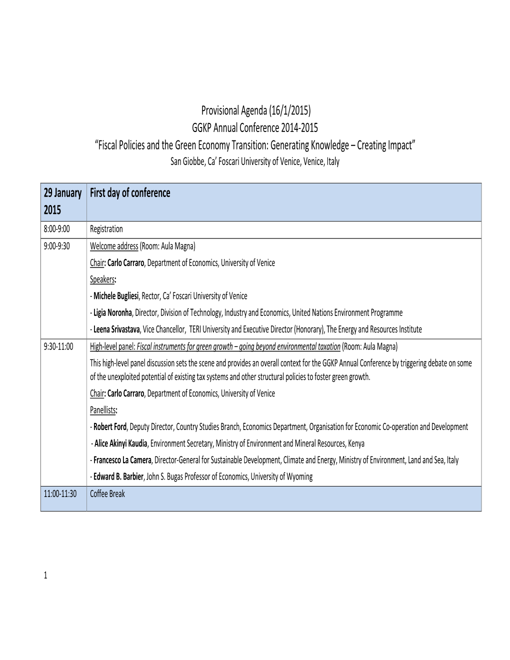 Provisional Agenda (16/1/2015) GGKP Annual Conference 2014