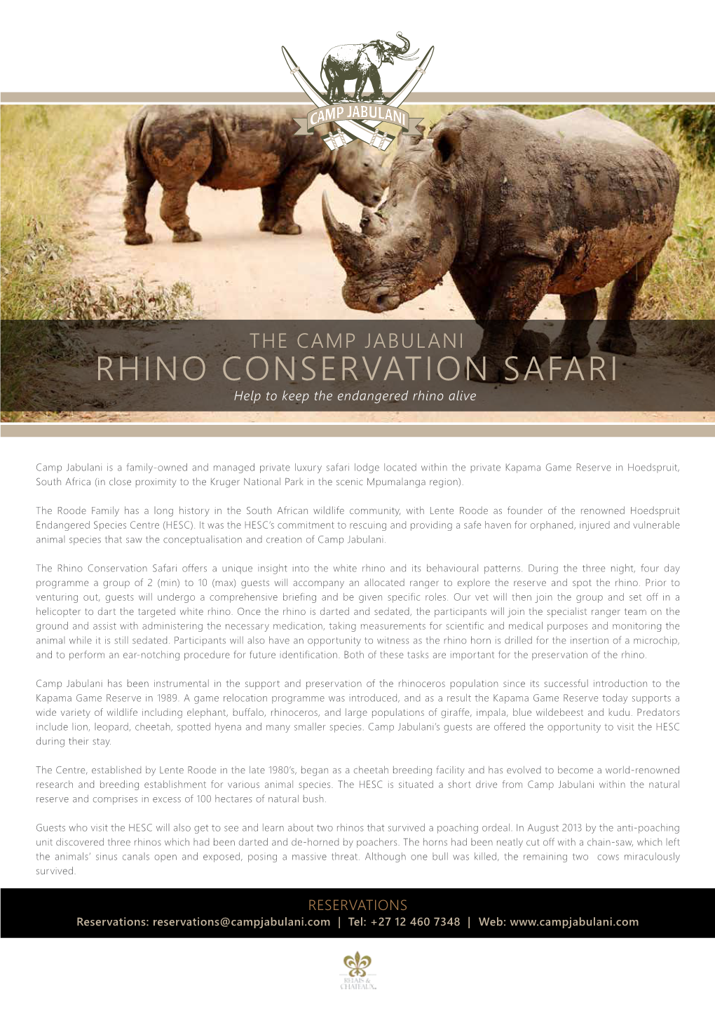 RHINO CONSERVATION SAFARI Help to Keep the Endangered Rhino Alive