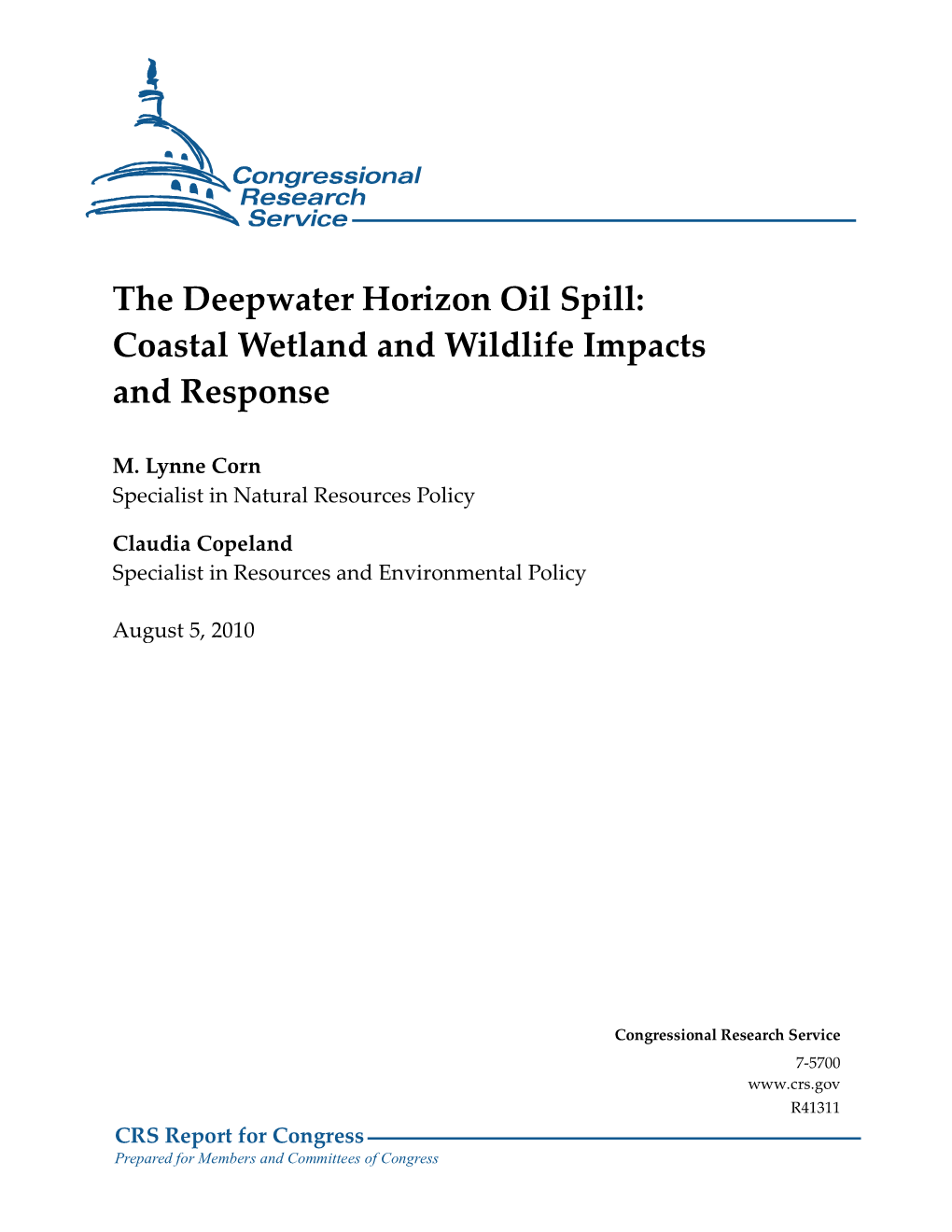 Deepwater Horizon Oil Spill: Coastal Wetland and Wildlife Impacts and Response