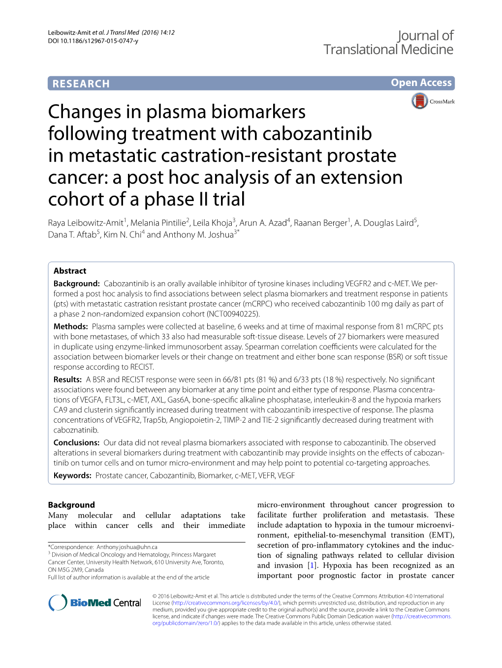 Changes in Plasma Biomarkers Following Treatment With