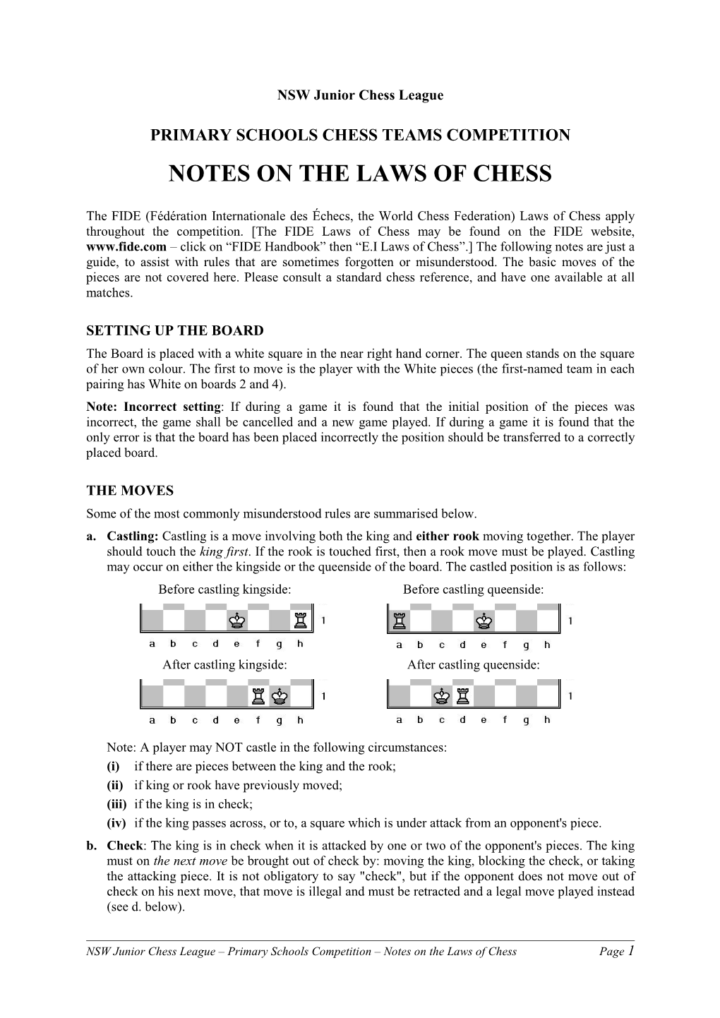 Notes on the Laws of Chess