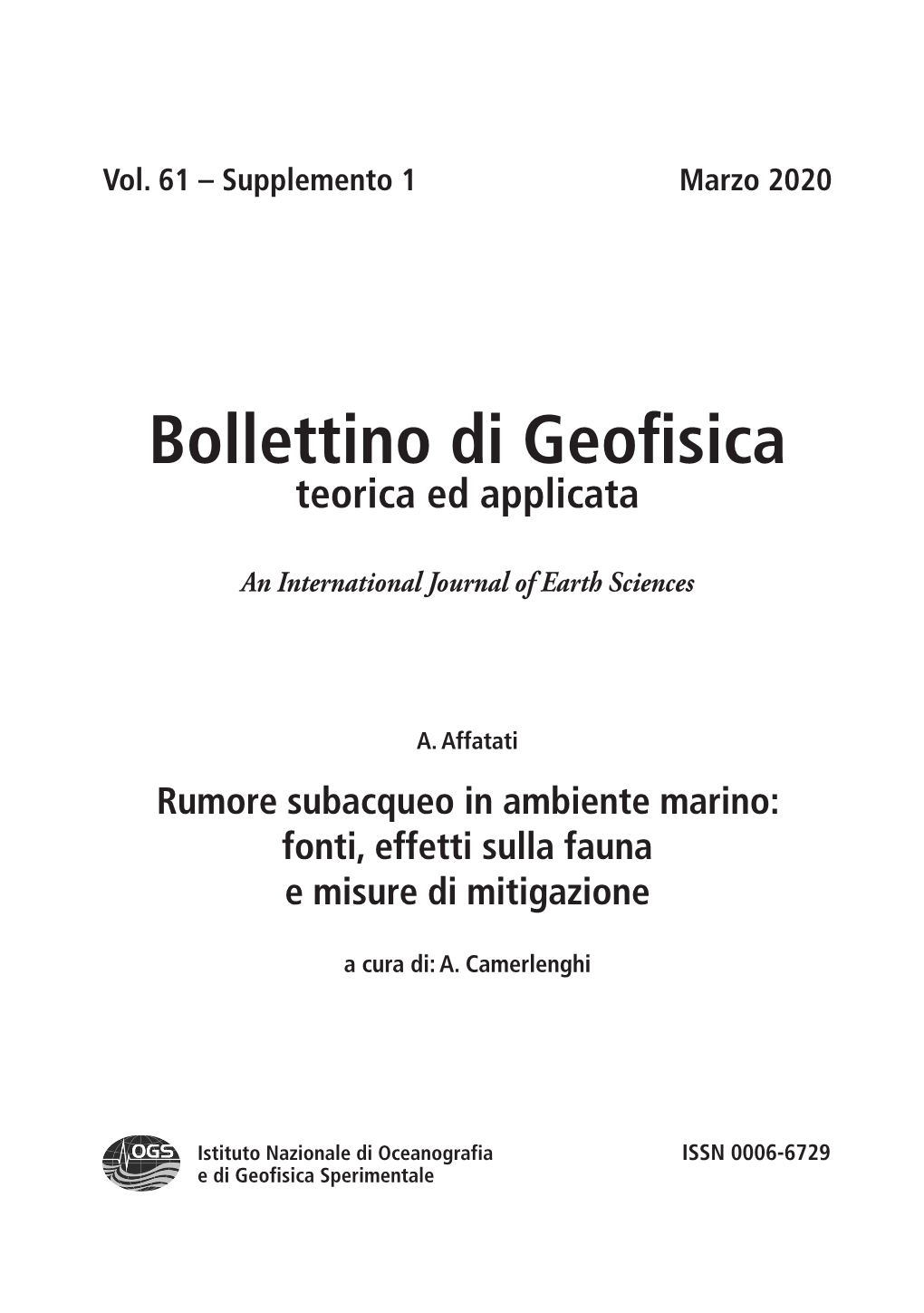 Bollettino Di Geofisica Teorica Ed Applicata