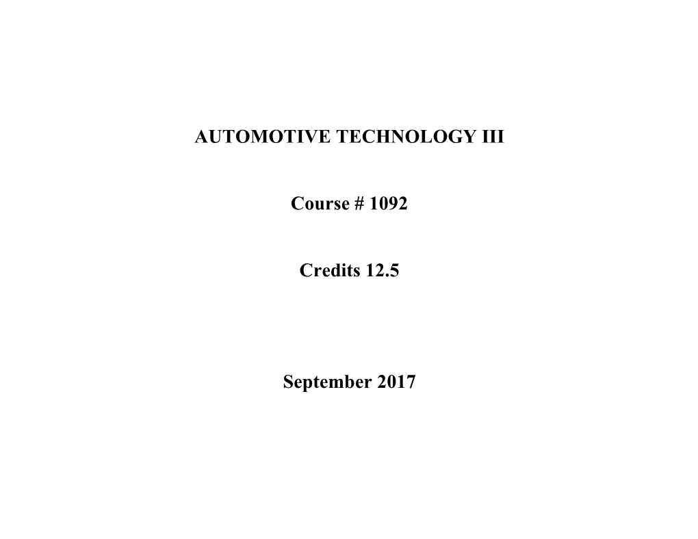 Automotive Technology Iii