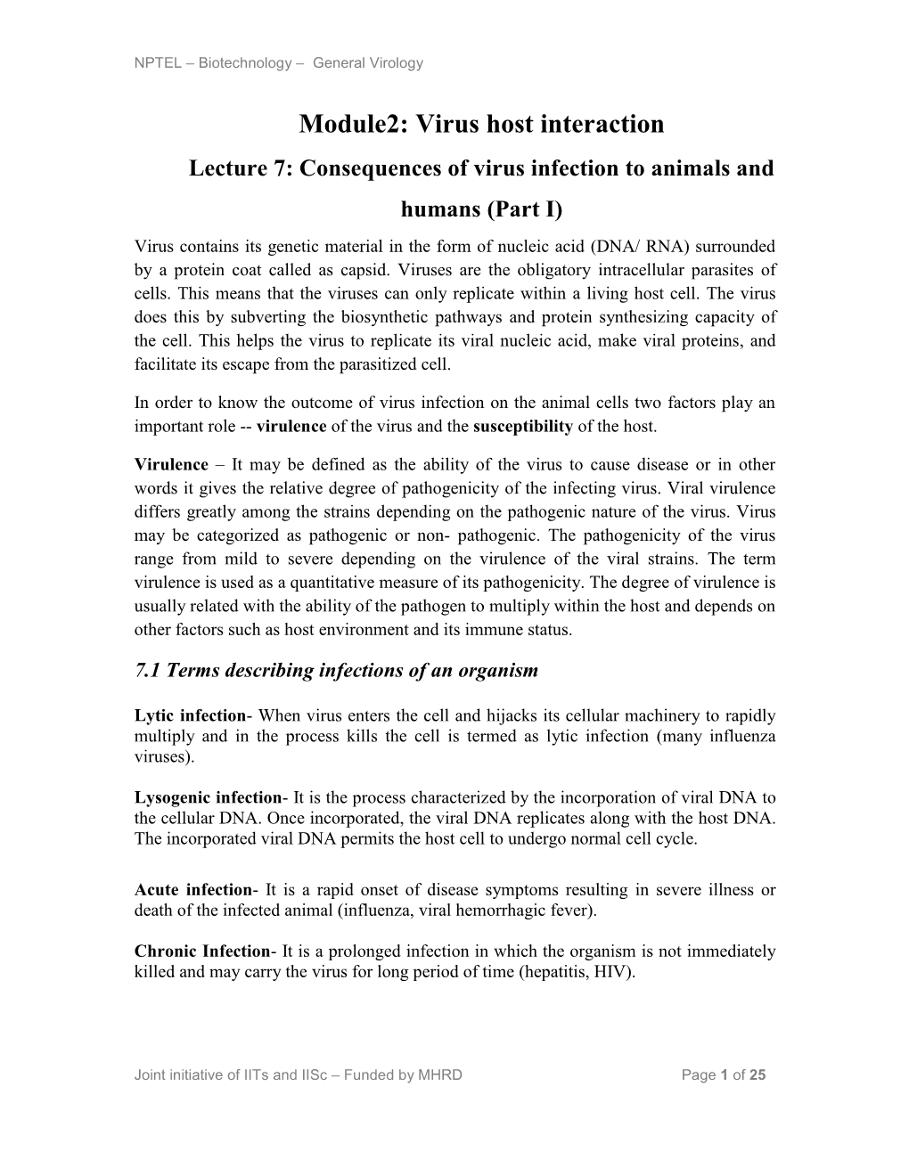 Module2: Virus Host Interaction