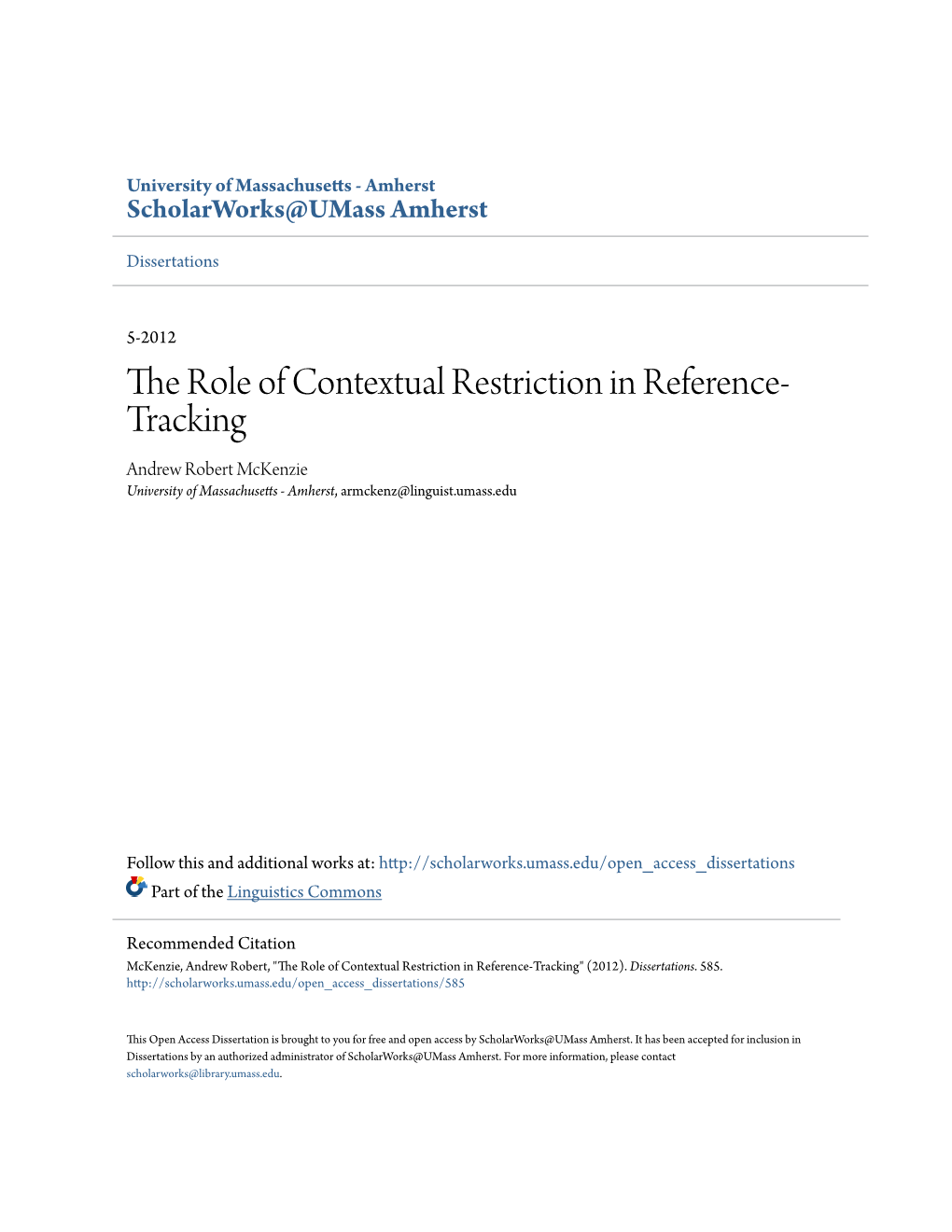 The Role of Contextual Restriction in Reference-Tracking" (2012)