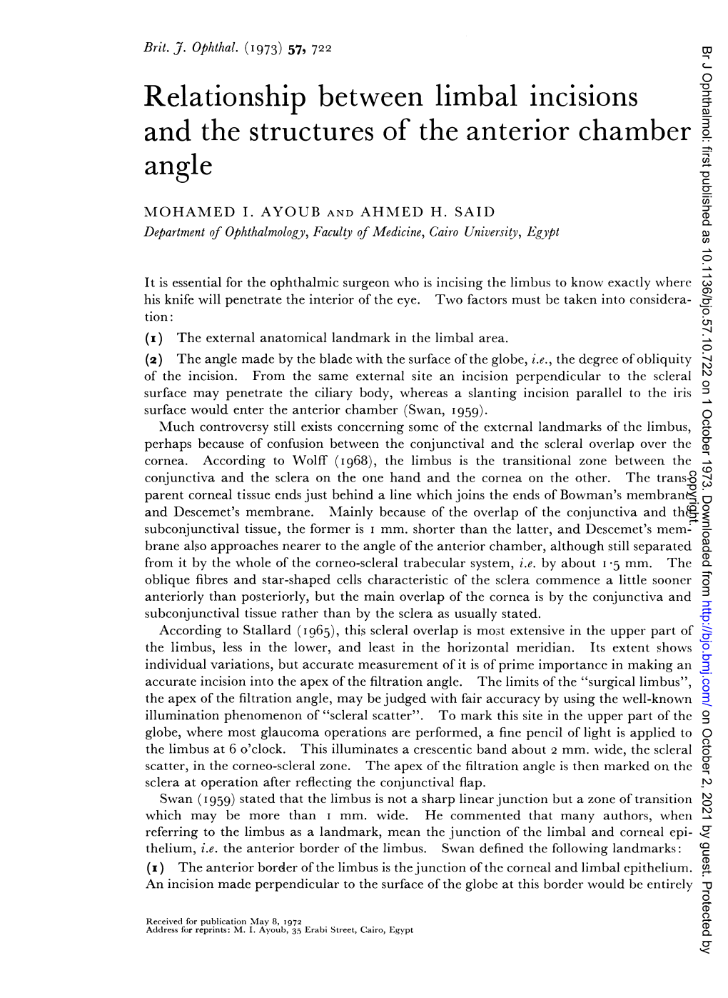 Relationship Between Limbal Incisions and the Structures of the Anterior Chamber Angle