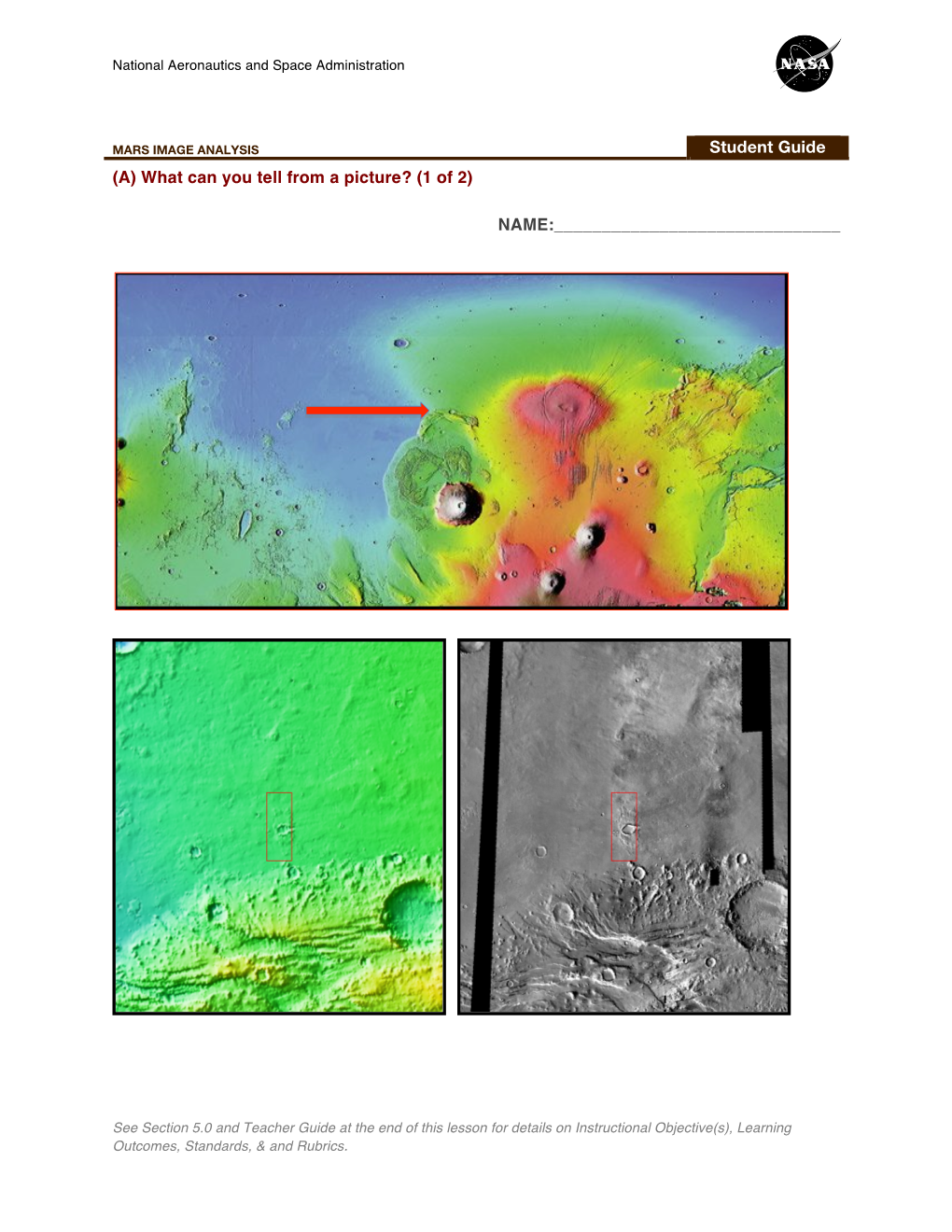 MARS IMAGE ANALYSIS Student Guide (A) What Can You Tell from a Picture? (1 of 2)
