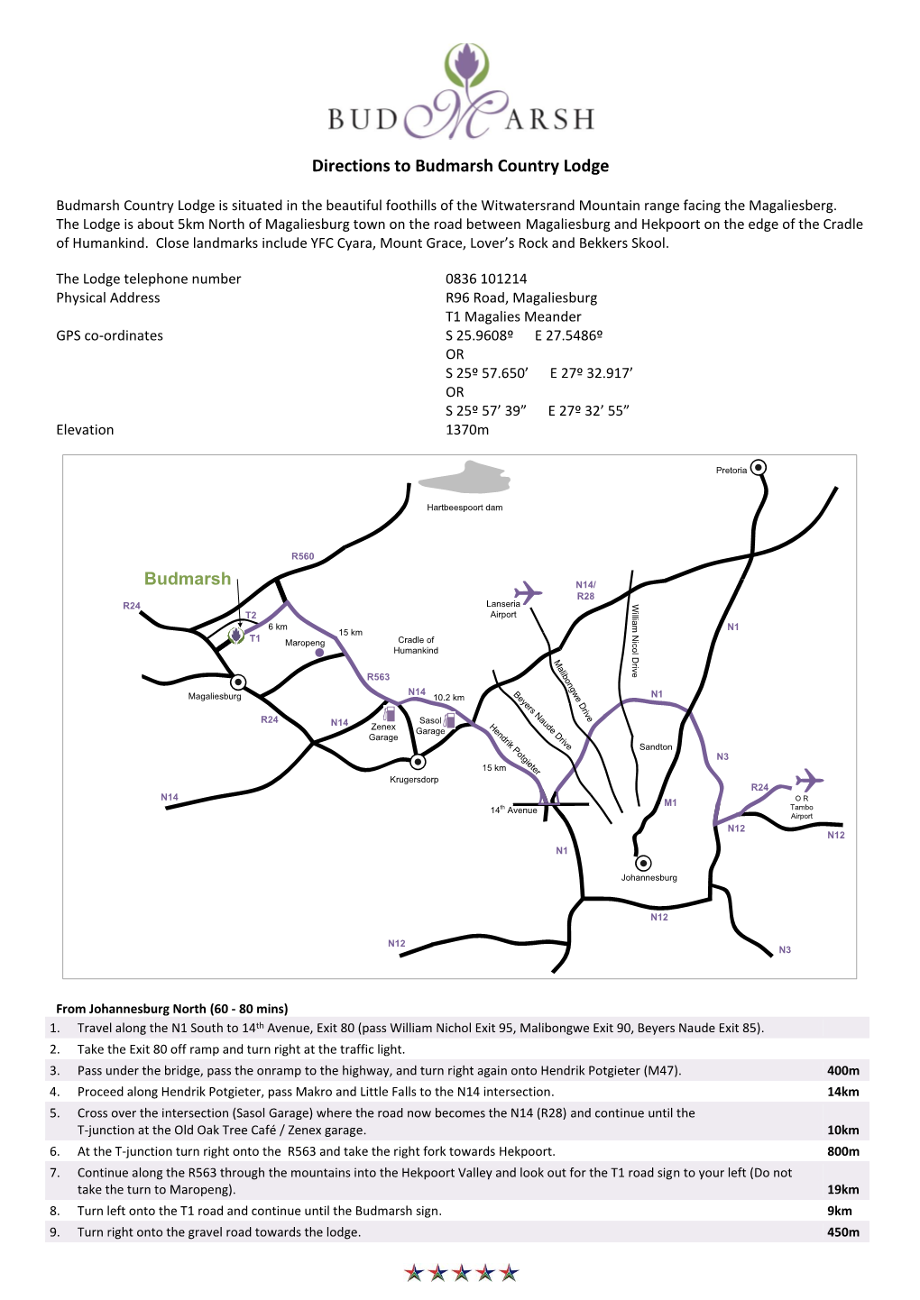 Budmarsh General Directions