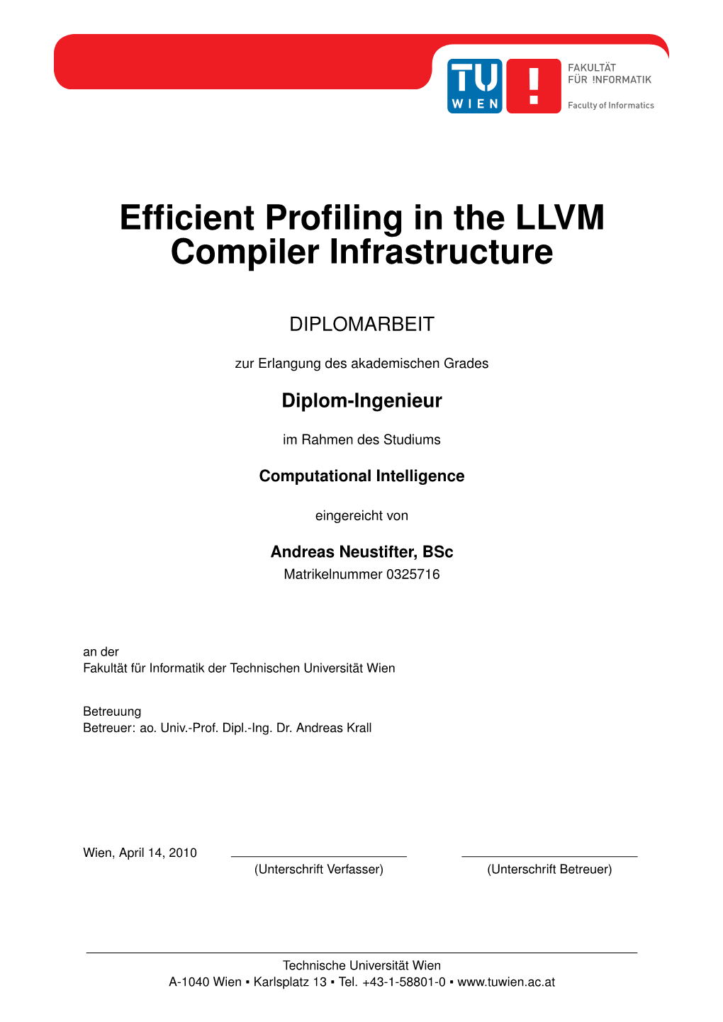 Efficient Profiling in the LLVM Compiler Infrastructure